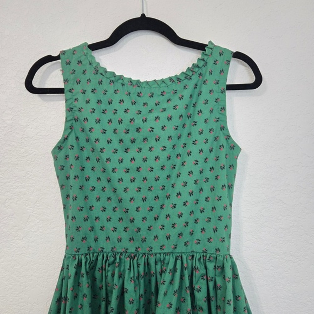 Vintage Angelica‎ Green Floral Dress Sleeveless Fit & Flare Size 6 Made in USA - Picture 6 of 7